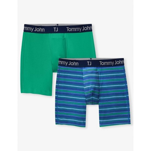 Tj  Tommy John™ Men's 6 Striped Boxer Briefs 2pk - Green/blue L : Target