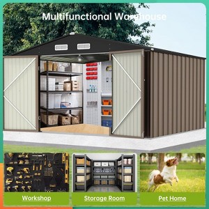 10x8FT Metal Outdoor Storage Shed, Large Steel Multipurpose Yard with Sloped Roof and Door Lock Design for Organizing Tools & Equipment in Yard,Garden - 1 of 4