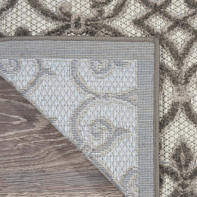 Aloha Floral Grey Charcoal Round 43" Synthetic Outdoor Rug