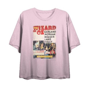 Wizard Of Oz Distressed Movie Cast Poster Women's Crew Neck Short Sleeve Crop Tee - 1 of 2