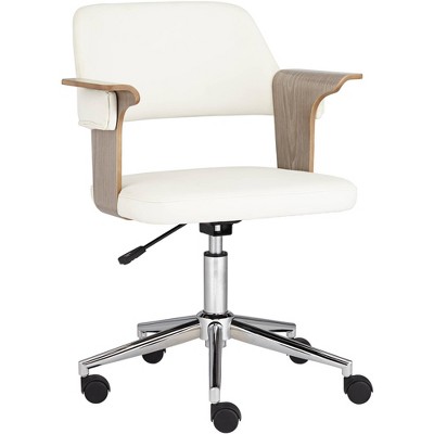 Studio 55D Modern Home Office Chair Swivel Tilt Low Back White Black Chrome  Adjustable for Work Desk Home Office Computer