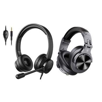 S100 Adjustable Volume Control Boom Microphone PC Computer Headset w/ OneOdio A70 Fusion Over Ear Bluetooth Wired & Wireless Studio Headphones