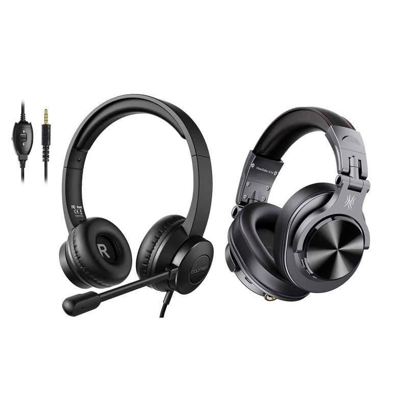 S100 Adjustable Volume Control Boom Microphone PC Computer Headset w/ OneOdio A70 Fusion Over Ear Bluetooth Wired & Wireless Studio Headphones, 1 of 7