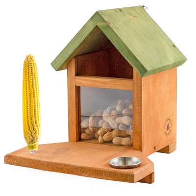 Uncle Dunkels Ultimate Squirrel and Chipmunk Feeder; Rustic Handmade Squirrel Food Box