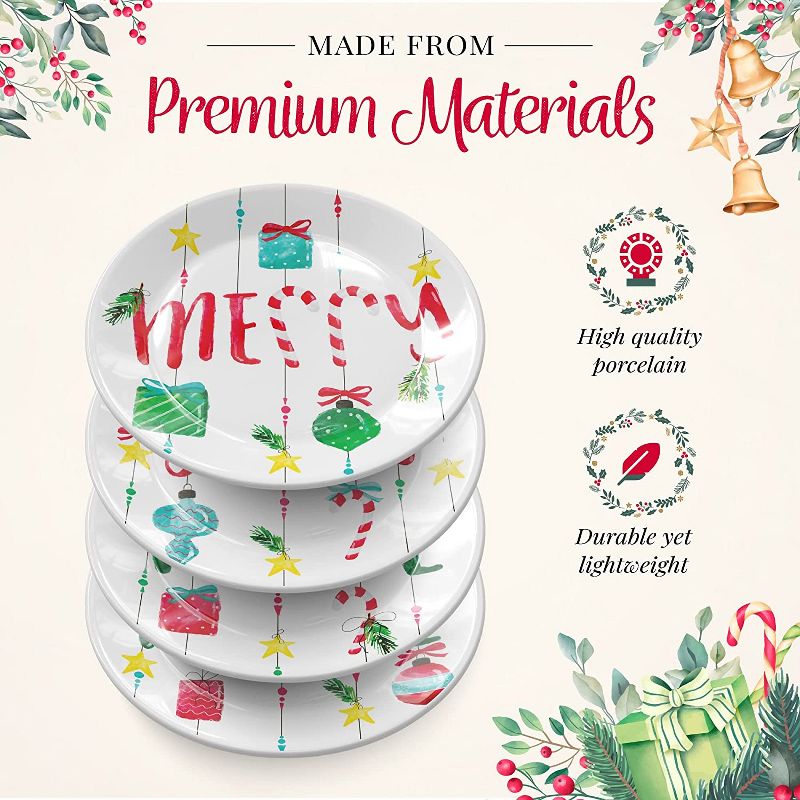 American Atelier Christmas Party Plates, Set of 4, 8 inch, 4 of 8
