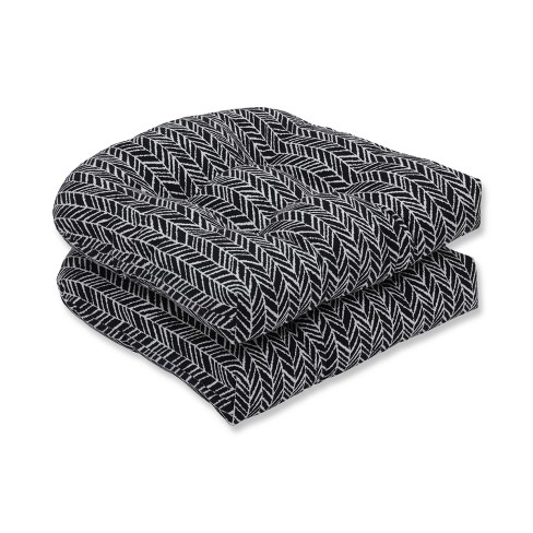 Outdoor/indoor Herringbone Black Wicker Seat Cushion Set Of 2 - Pillow ...