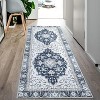 Boho Printed Washable Area Rug, Distressed Foldable Low Pile Carpet, Non Slip Vintage Accent Rug for Living Room Bedroom Office - 2 of 4