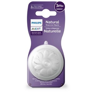 Philips Avent 2pk Natural Response Baby Bottle Nipple - Medium Flow - 1 of 4