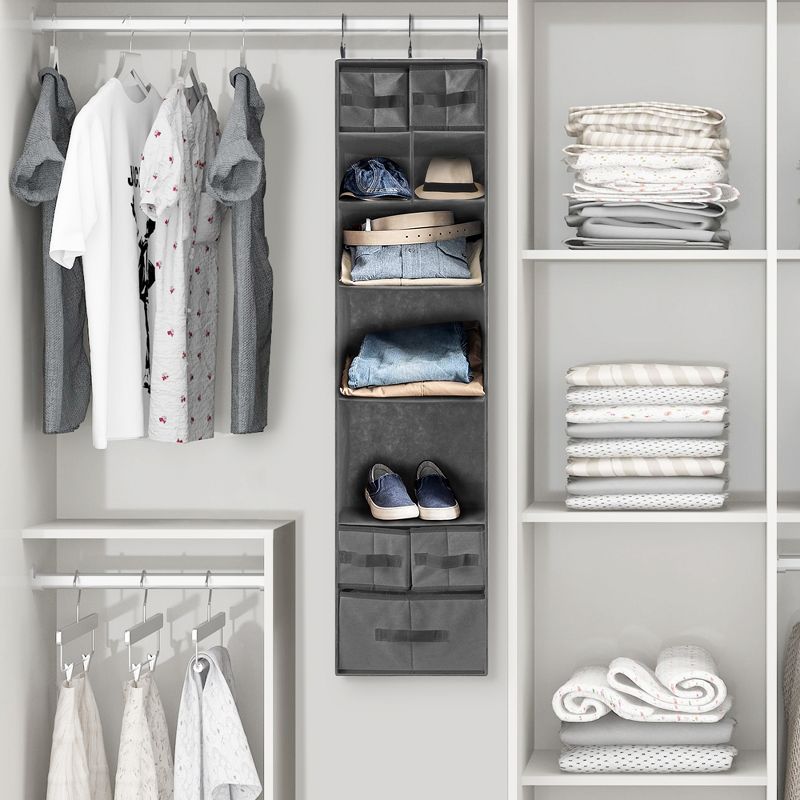 OSTO 7-Shelf Hanging Closet Organizer with Shelves, Bins, and Pockets; 52 Inch Hanging Organizer for Closet, Dorms, and Travel, 2 of 5