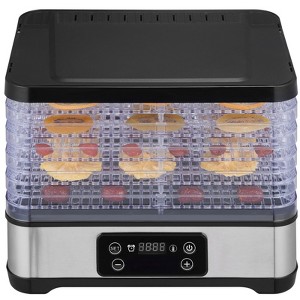 VEVOR Food Dehydrator Machine, 5-Tray Fruit Dehydrator, 300W Electric Food Dryer w/ Digital Adjustable Timer & Temperature, Black - 1 of 4