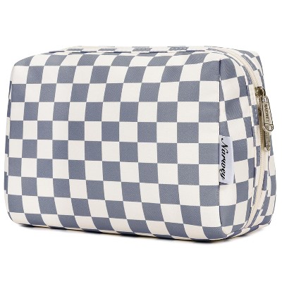 Narwey Checkered Makeup Bag Travel Cosmetic Bag Organizer Toiletry Bag