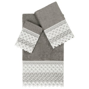 Linum Home Textiles 100% Turkish Cotton AIDEN Embellished Towel Set - 1 of 4