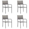 vidaXL Patio Dining Set Table and Chair Gray and Black Poly Rattan and Steel - 31.5" Table Length 4 Items - 3 of 4