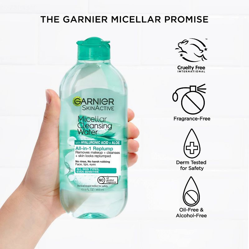 Garnier SkinActive Replumping Hyaluronic Acid + Aloe Micellar Cleansing Water, 6 of 14