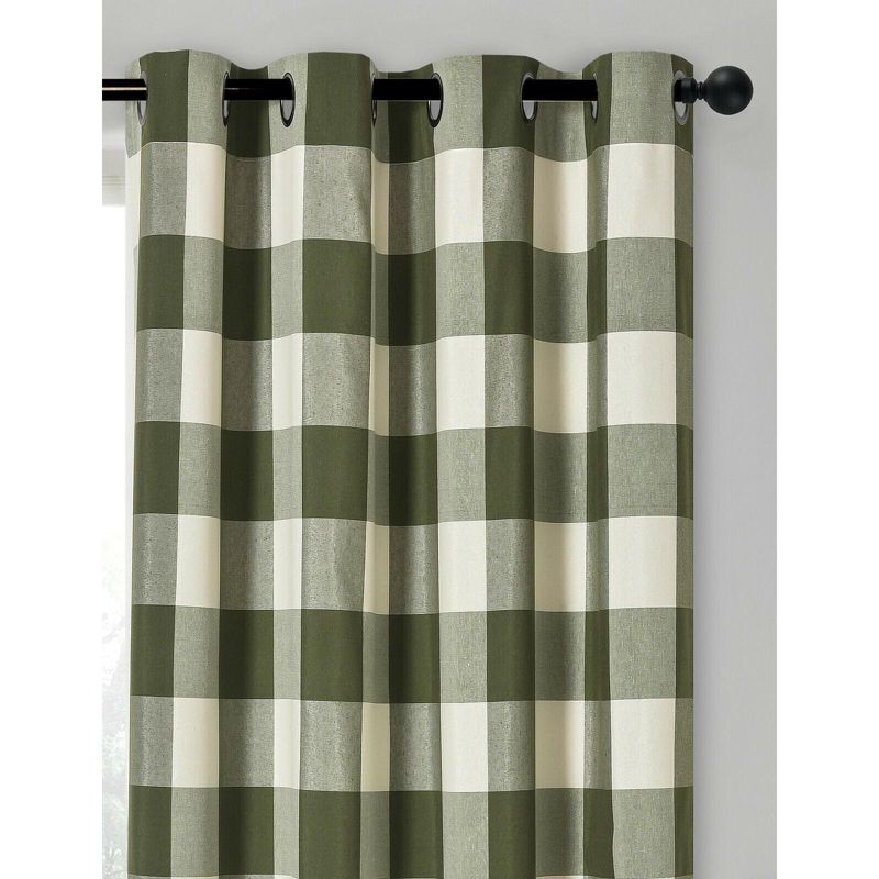 Kate Aurora Country Farmhouse Living Classic Buffalo Plaid Checkered Single Grommet Top Window Curtain Panel, 2 of 7