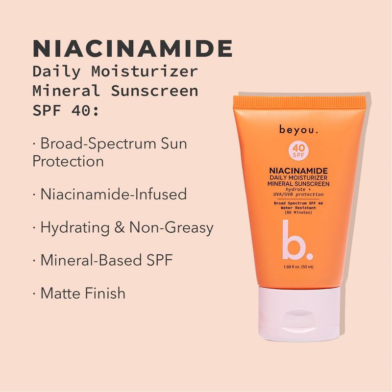 Beyou. Hydrating Niacinamide Daily Moisturizer Mineral Face Sunscreen - SPF 40 - 1.69 fl oz, 4 of 13