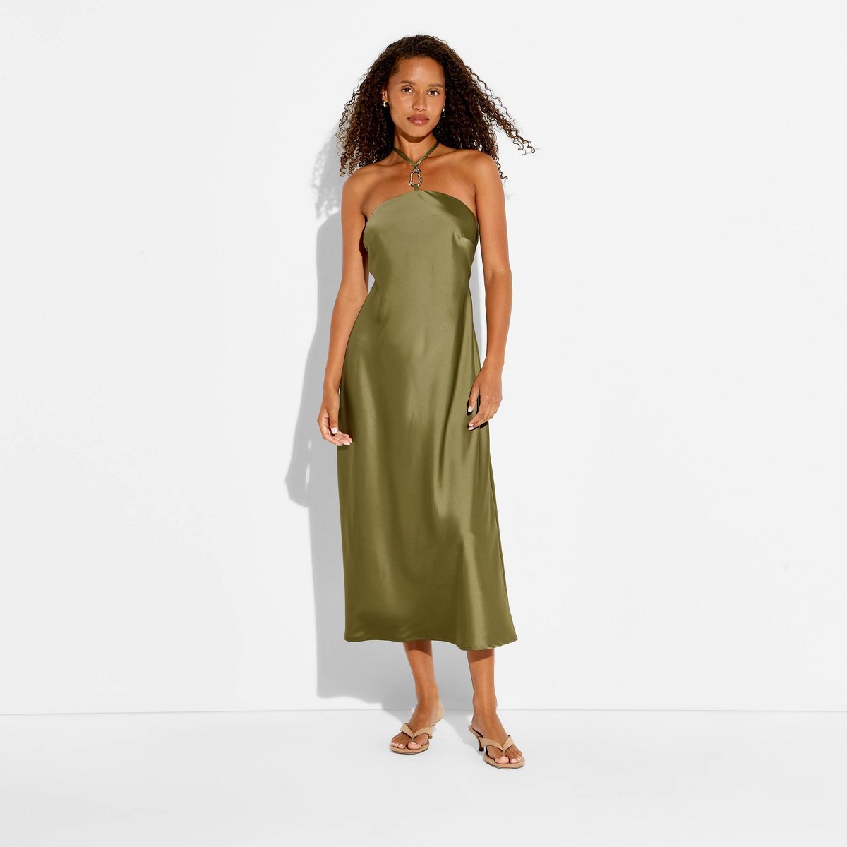 Женские платья Wild Fable Women's Satin Halter Maxi Dress - Wild Fable™ Green S — фото 2