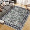 Area Rug Washable Rug Vintage Traditional Distressed Indoor Foldable Thin Retro Accent Non Slip Carpet Mat Gray Green - 2 of 4