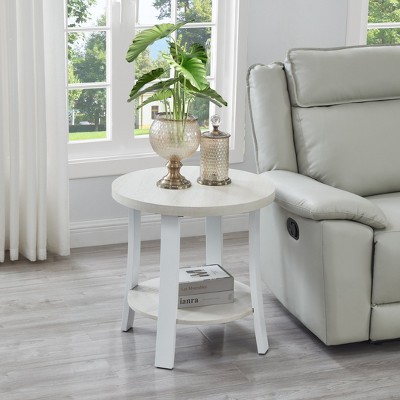Roundhill Furniture Anze Contemporary Round Wood Shelf End Table
