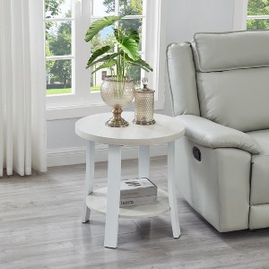 Roundhill Furniture Anze Contemporary Round Wood Shelf End Table - 1 of 4