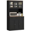HOMCOM 71" Tall Kitchen Pantry Storage Cabinet with 2 Drawers, Microwave Cabinet with Adjustable Shelves and Glass Doors, Black - 4 of 4