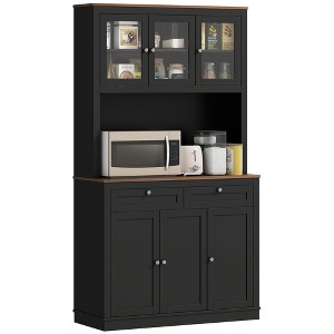 71" Kitchen Pantry Cabinet with Microwave Stand, Kitchen Hutch with 2 Drawers and Adjustable Shelves - 1 of 4