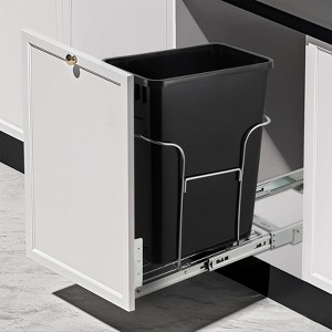 Pull Out Trash Can Under Cabinet, Stainless Steel Slide Out Garbage Can Shelf Under Sink, Adjustable Slide Out Shelf for Waste Can Under Kitchen Sink - 1 of 4