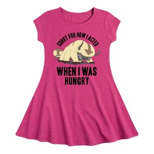 Girls' - Avatar: The Last Airbender - Appa Hungry Fit & Flair Cap Sleeve Dress - 1 of 3