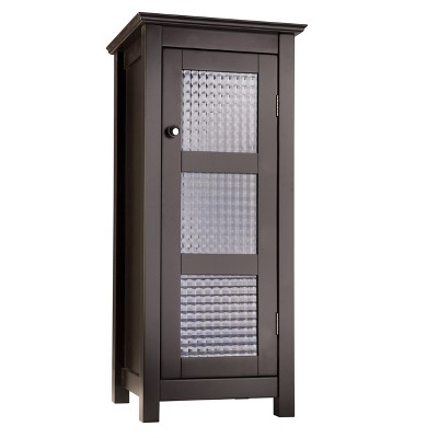 Chesterfield One Glass Door Floor Cabinet - Elegant Home Fashions: Teamson Home, Adjustable Shelves, MDF, Brass Plated