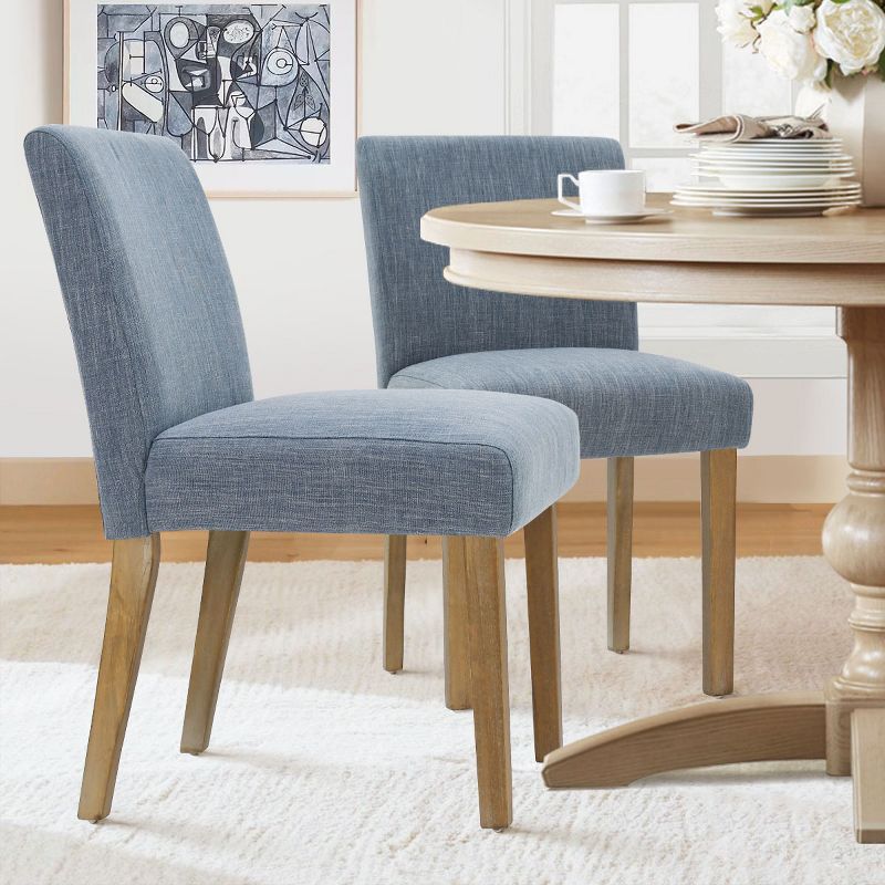 North Linen Dining Chairs Set Of 2,Upholstered Parsons Chairs With Rubberwood Legs-Maison Boucle, 1 of 10
