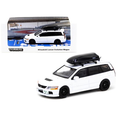 Mitsubishi Lancer Evolution Wagon (RHD) with Roof Box White 1/64 Diecast Model Car by Tarmac Works