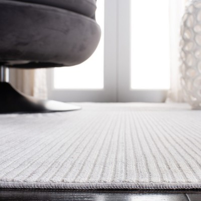Gray and Ivory Hand-Knotted Wool and Viscose Area Rug