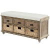 VYNXARIA Rustic Storage Bench with 3 Drawers and 3 Rattan Baskets, Shoe Bench for Living Room, Entryway - 3 of 4