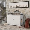 GustoWave Cat Washroom Storage Bench, Cat Litter Box Enclosure Furniture Box House with Table, Spacious Storage, White - 3 of 4