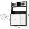 67 Inch Farmhouse Kitchen Hutch with LED Lighting, 3-Drawer Freestanding Cabinet with Countertop for Dining & Storage, for Living Room - 2 of 4