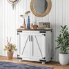 HOMCOM Kitchen Sideboard, Modern Buffet Cabinet with Barn Door and Adjustable Shelf, Pantry Cabinet, Distressed White and Brown - image 3 of 4