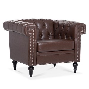 NicBex Velvet Accent Chair,Upholstered Living Room Chairs with Mid-Height Backrest and Gourd Shaped Wood Leg,Accent Chairs for Living Room - 1 of 4