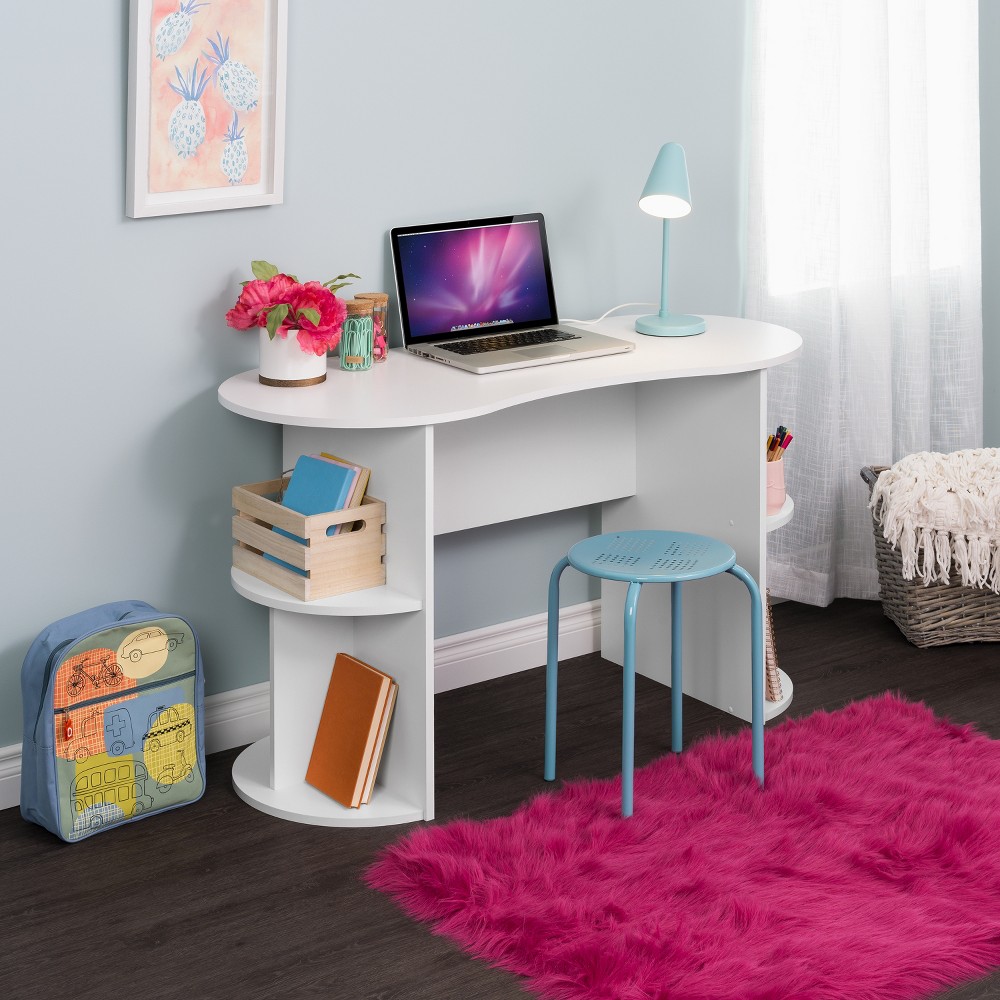 Photos - Office Desk Kurv Compact Student Desk with Storage White - Prepac