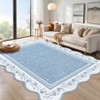Washable Scalloped Living Room Bedroom Rugs, Indoor Modern Non Slip Dining Room Rugs, Low Pile Floral Print Throw Carpet for Home Decor - 3 of 4