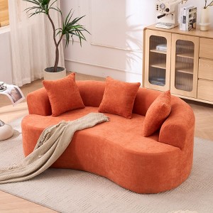 ORRD Crescent Sofa No Assembly, Self-Inflating Foam 3-Seater Sofa Bed, Modern Low-Back Design with Deep Cushions, Gray Chenille Fabric - 1 of 4