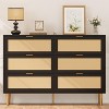 Rattan 5/6 Drawer Dresser,Modern Chest of Drawers with Gold Legs and Gold Handles,Wide Double Dresser with Large Tabletop and Anti-tipping Design - 3 of 4