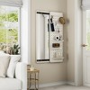 Angel Sar Wall Mounted Full Length Mirror with Shelf & Hook, Multifunctional Rubber Wood Mirror for Bedroom, Living Room, or Entryway - 2 of 4