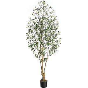 Artificial Olive Tree 4ft Tall Faux Potted Olive Silk Plant, Fake Olive Branches and Fruits Artificial Tree for Office House Living Room Home Decor - 1 of 4
