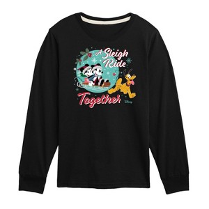 Boys' - Disney - Mickey, Minnie, & Pluto Sleigh Ride Together Christmas Long Sleeve Graphic T-Shirt - 1 of 4