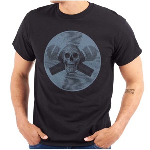 Vintage Skull Cross Mics Vinyl Graphic T Shirt Men or Women Brisco Brands - 1 of 4