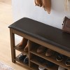 GlasFlength Shoe Racks 3 Tier Shoe Bench Entryway with Cushion Wood Bench with Shoe Storage for Entryway, Brown, 39.5"*12"*22" - 4 of 4