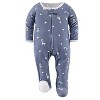 The Peanutshell Blue Safari Footed Baby Sleepers for Boys, 3-Pack, Newborn to 9 Months - image 3 of 4