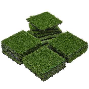 Yaheetech Artificial Grass 27PCS Indoor Outdoor Flooring Decor, Green