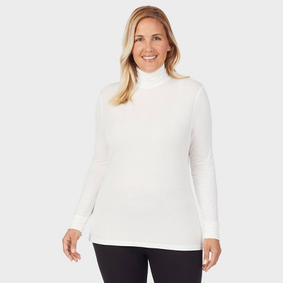 Warm Essentials by Cuddl Duds Women's Smooth Stretch Thermal Turtleneck Top  - Ivory 2X