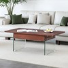 FONTOI Multifunctional Lift Top Coffee Tables with Marble Pattern&Glass Legs&Non-Slip Feet for Living Room Bedroom Office, Dark Brown, - 4 of 4